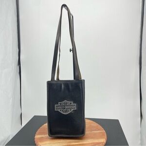 Harley Davidson Black Leather Tote Crossbody Bag